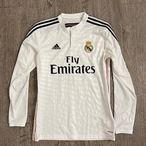 Real Madrid Sergio Ramos 4 long-sleeve white jersey (Adidas, mens M, used, good)